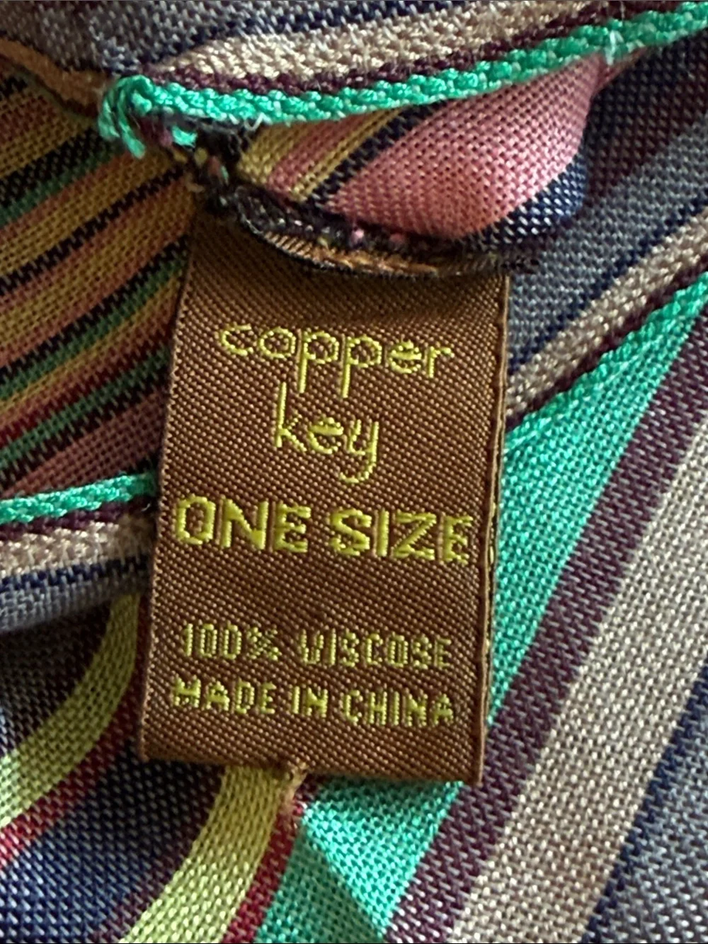 Copper Key Multicolor Striped Infinity Scarf with Pink, Green & Yellow